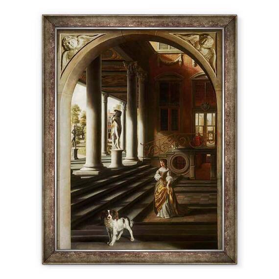 Tablou inramat - Samuel van Hoogstraten - Vizualizare in perspectiva cu o femeie care citeste o scrisoare - - Roveli