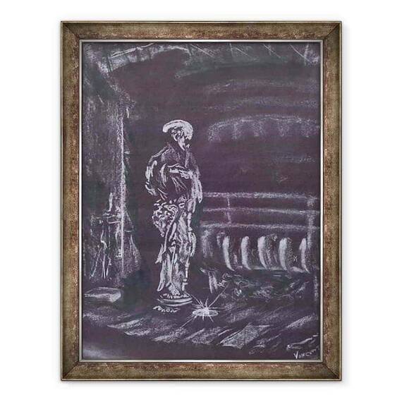 Tablou inramat - Vincent Alexander Booth - Statuie cu semineu la lumina lumanarilor, 1997 - - Roveli