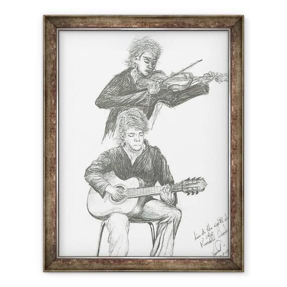 Tablou inramat - Vincent Alexander Booth - Chitaristul si violonistul la cafeneaua de 8 zile Manchester, 2007 - - Roveli