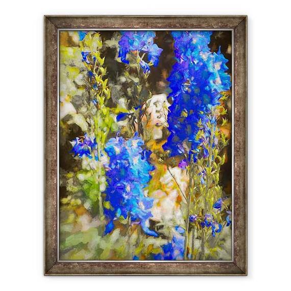 Tablou inramat - Helen White - Delphiniums Albastru, 2019 - - Roveli