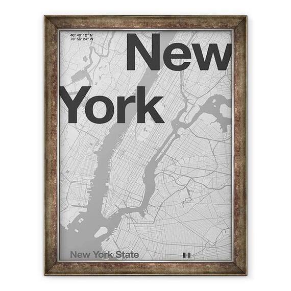 Tablou inramat - Florent Bodart - Harta minimala din New York - - Roveli