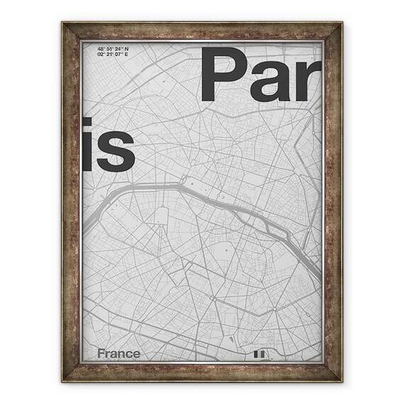 Tablou inramat - Florent Bodart - Harta Minimal Paris - - Roveli