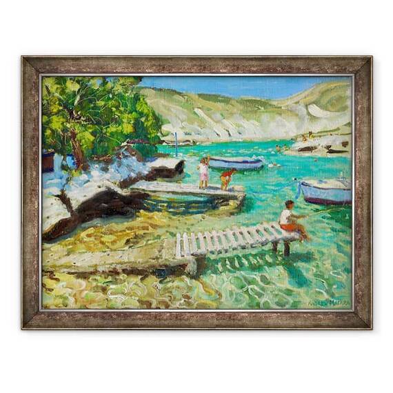 Tablou inramat - Andrew Macara - Pescuit de la debarcader, Milos, Grecia - - Roveli