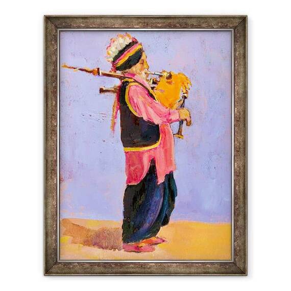 Tablou inramat - Sue Wales - Indian Bagpiper, 2020, 29x22 - - Roveli