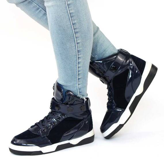 ​Ghete dama lacuite cu talpa cusuta, joasa, pentru tinute casual-sport JY-D14-BLUE, Culoare (12): Albastru, Marime (12): 36 - - Roveli