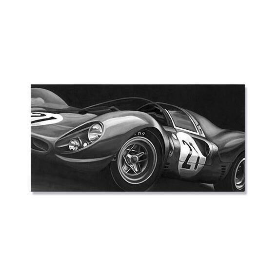 Tablou Canvas - Masina de curse II, Retro, Automobil, Alb negru - - Roveli
