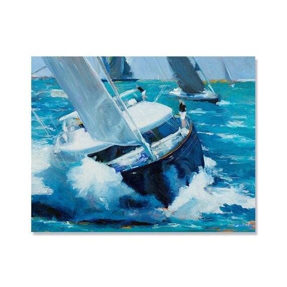 Tablou Canvas - Apa alba, Barca, Mare, Albastru - - Roveli