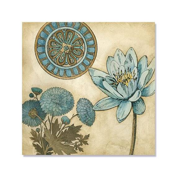 Tablou Canvas - Flori albastre II, Albastru, Maro - - Roveli