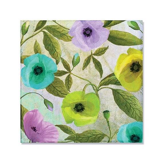 Tablou Canvas - Lumina in gradina III, Flori, Albastru, Galben, Verde, Marime: 60 x 60 cm - - Roveli