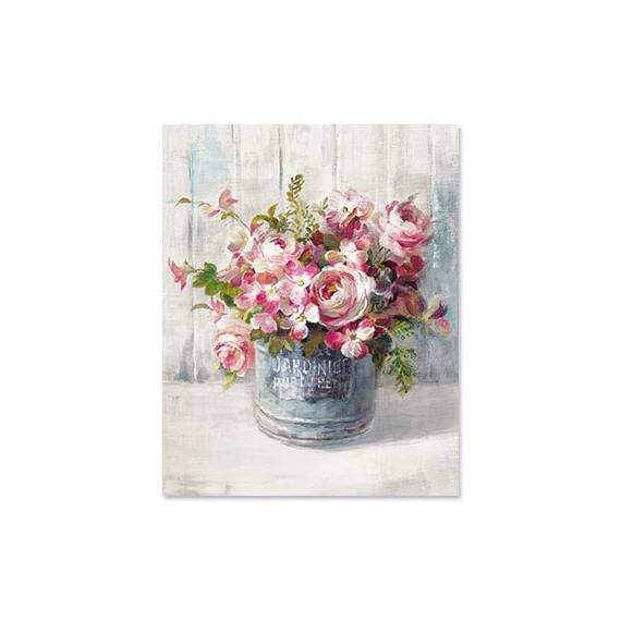Tablou Canvas - Flori din gradina I, Natura moarta, Galeata, Retro - - Roveli
