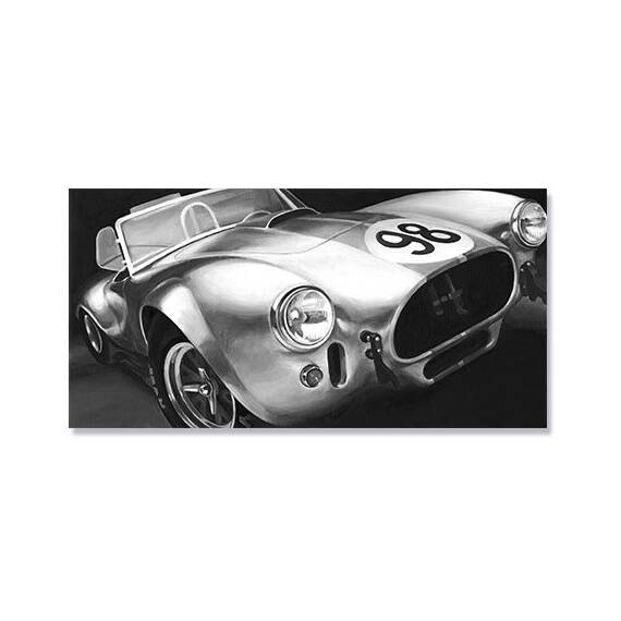 Tablou Canvas - Masina de curse I, Retro, Alb negru - - Roveli