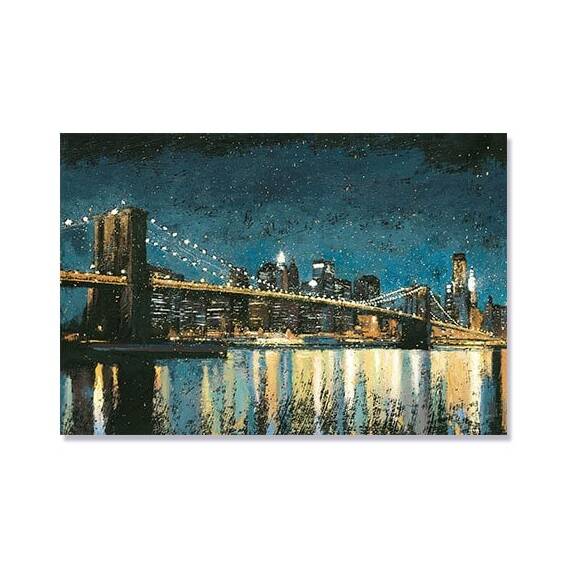 Tablou Canvas - Lumina de oras I, punte, pod, New York, Marime: 80 x 120 cm - - Roveli