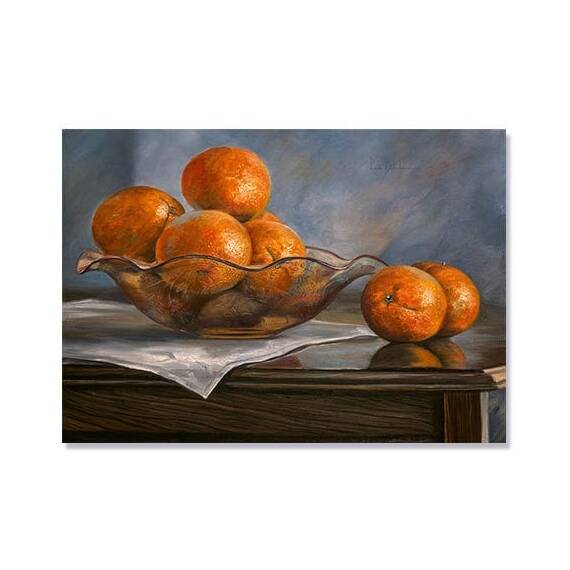 Tablou Canvas - Portocale, Natura moarta, Fructe, Masa - - Roveli