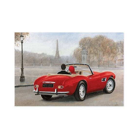 Tablou Canvas - Cu masina in Paris III, auto, sofer, pasager, oras, strada, Franta, Turnul Eiffel - - Roveli
