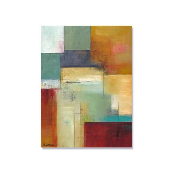 Tablou Canvas - Verde abstract, Maro, Gri, Rosu - - Roveli