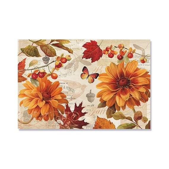 Tablou Canvas - Toamna dragostei, flori, abstract, Galben, Rosu, Frunze - - Roveli