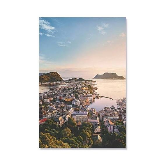 Tablou Canvas - Ålesund, Norvegia, oras, case, Mare, Insula - - Roveli