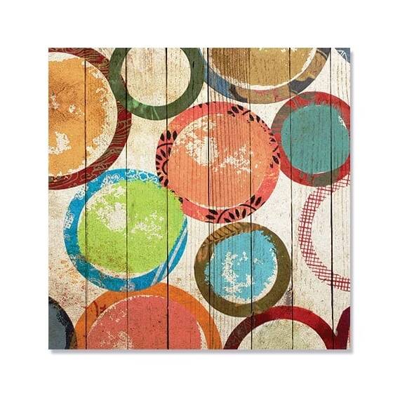 Tablou Canvas - Ambianta II, Cercuri, Buline, Maro, Verde, Rosu - - Roveli