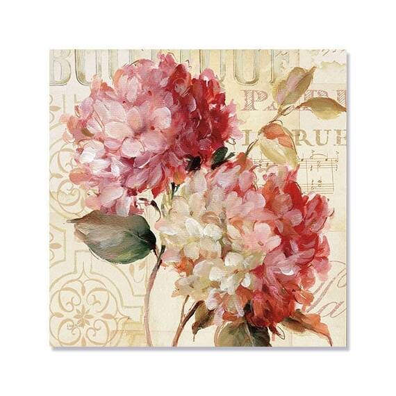 Tablou Canvas - Armonios V, Flori, Maro, Roz, Retro, Marime: 60 x 60 cm - - Roveli