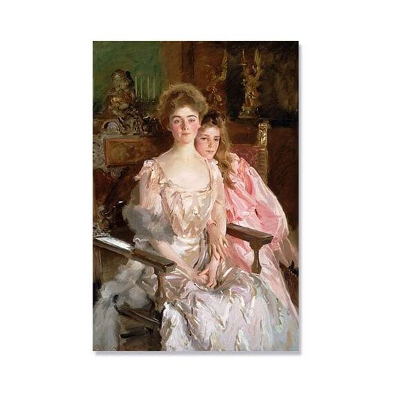 Tablou Canvas - Mrs. Fiske Warren si fiica sa, Mama, Fata, Copil, Portret - - Roveli