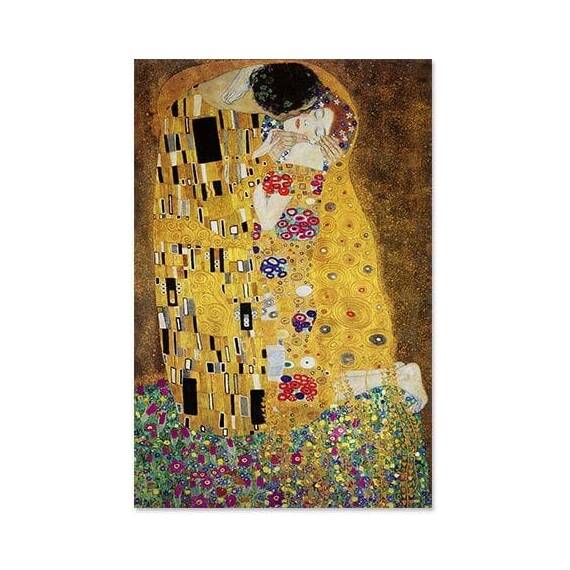 Tablou Canvas - Sarutul, Abstract, Galben, Maro, Barbat, Femeie - - Roveli