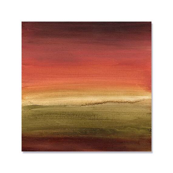 Tablou Canvas - Orizont abstract I, Maro, Verde, Rosu, Marime: 60 x 60 cm - - Roveli