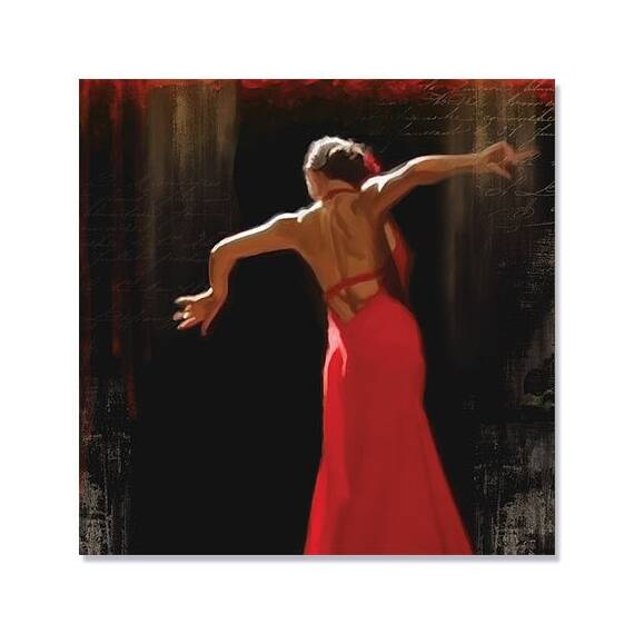 Tablou Canvas - Flamenco II, Rochie, Rosu, Dans - - Roveli