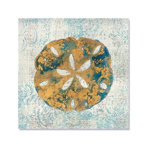 Tablou Canvas - Frumusete pe mal III, Scoica, Floare, Albastru, Galben - - Roveli