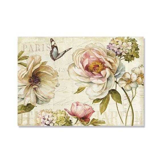 Tablou Canvas - Plimbare cu flori IV, Fluture, Retro, Marime: 60 x 80 cm - - Roveli