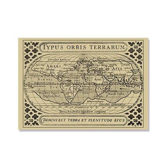 Tablou Canvas - Harta veche a lumii II, continente, geografie - - Roveli