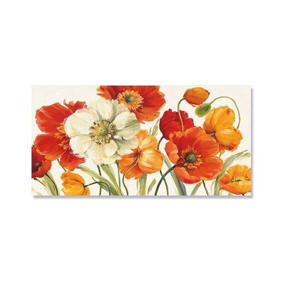 Tablou Canvas - Flori de maci, Retro, Portocaliu, alb, Marime: 50 x 100 cm - - Roveli