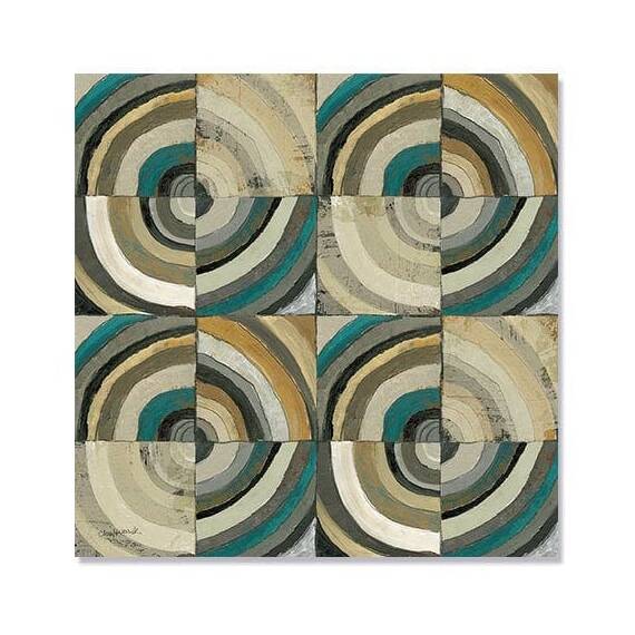 Tablou Canvas - Centrul II, Abstract, Patrat, Triunghi, Geometrie, Cerc, Albastru, Gri, Maro - - Roveli