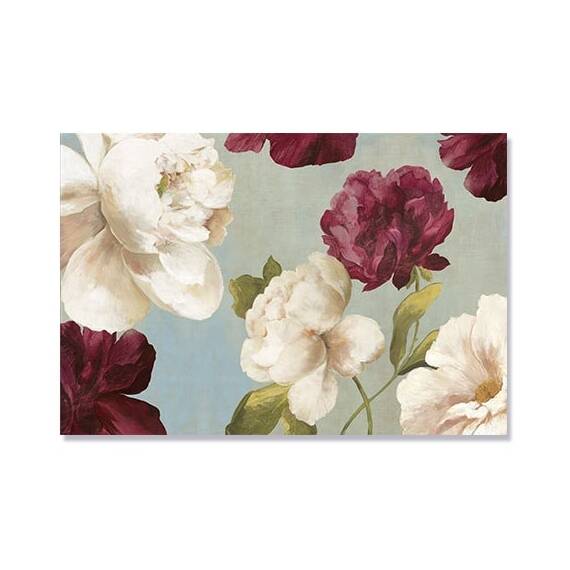 Tablou Canvas - Bujori I, flori, Rosu, Alb, Retro - - Roveli