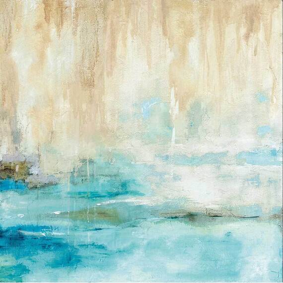 Tablou Canvas - Privire prin ceata, Albastru, Abstract, Alb, Maro - - Roveli