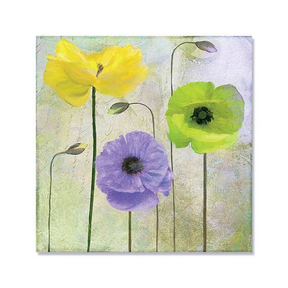 Tablou Canvas - Lumina in gradina II, Flori, Albastru, Galben, Verde, Marime: 60 x 60 cm - - Roveli