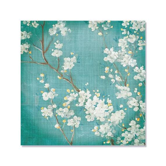 Tablou Canvas - Flori de cirese II, plante, Creanga, Retro, Marime: 60 x 60 cm - - Roveli