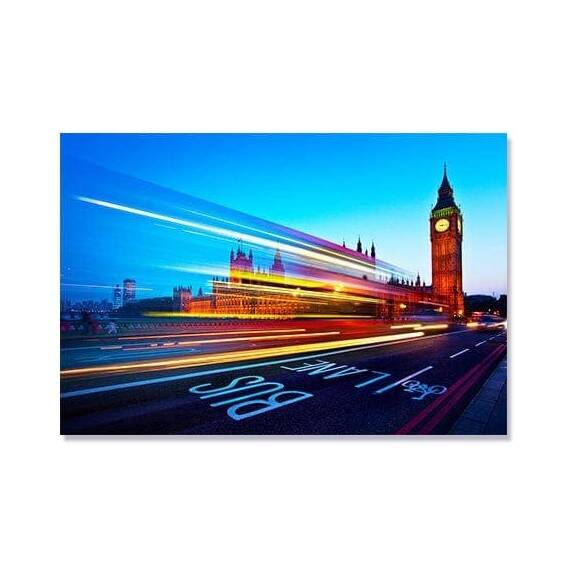 Tablou Canvas - Big Ben, Londra, Sosea, Lumini, Marime: 80 x 120 cm - - Roveli