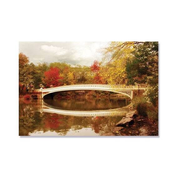 Tablou Canvas - Bow Bridge toamna, natura, copaci - - Roveli