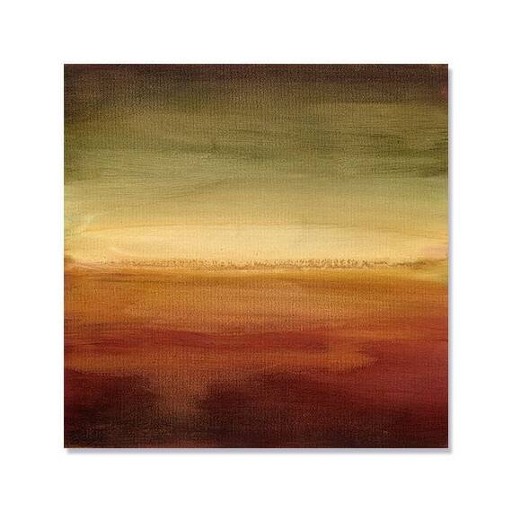 Tablou Canvas - Orizont abstract II, Maro, Verde, Marime: 60 x 60 cm - - Roveli