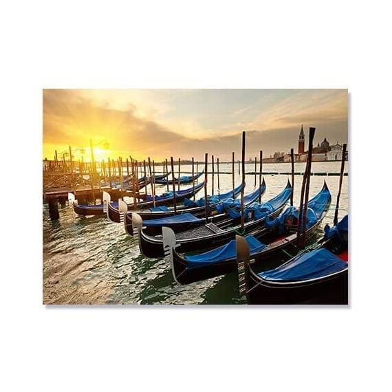 Tablou Canvas - Rasarit in Venetia, Barci, Apa, Marime: 75 x 100 cm - - Roveli