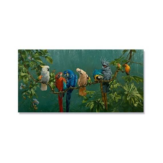 Tablou canvas - Papagali, natura, jungla, copaci - - Roveli