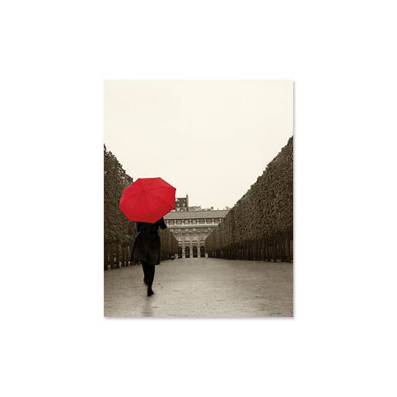 Tablou Canvas - Plimbare in Paris I, Umbrela, Strada, Franta, Marime: 60 x 75 cm - - Roveli