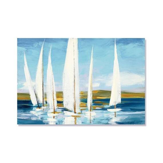 Tablou Canvas - Orizont, Barci, Lac, Natura, Marime: 80 x 120 cm - - Roveli