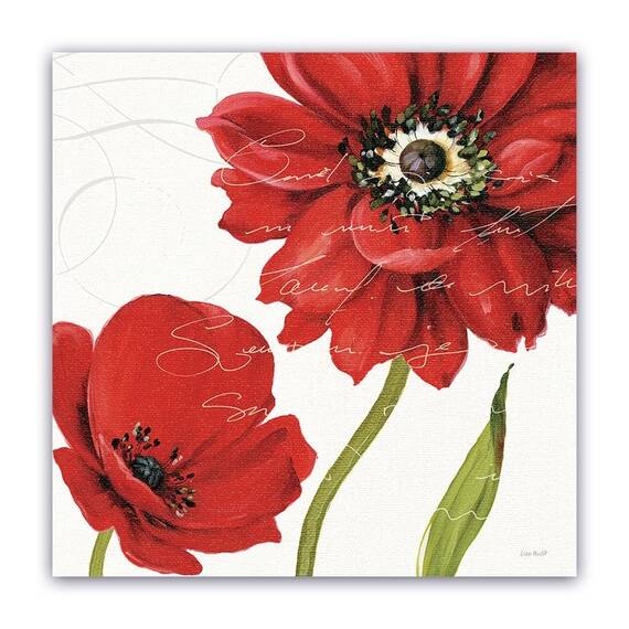 Tablou Canvas -Flori, Vintage, Mac Rosu, Marime: 60 x 60 cm - - Roveli