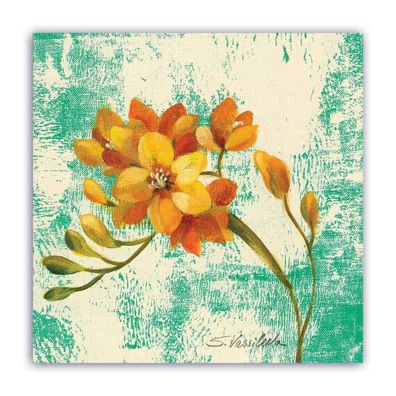Tablou Canvas - Floral, Vintage, Galben, Auriu, Marime: 60 x 60 cm - - Roveli