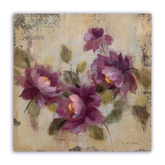 Tablou Canvas - Vintage, Floral, Mov, Marime: 60 x 60 cm - - Roveli