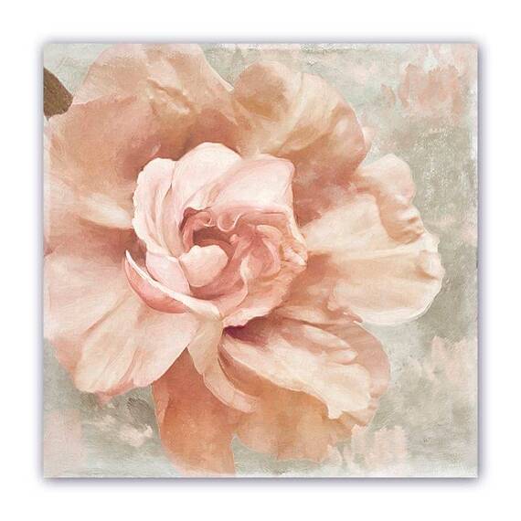 Tablou Canvas - Vintage, Flori, Bujori, Roz, Marime: 60 x 60 cm - - Roveli