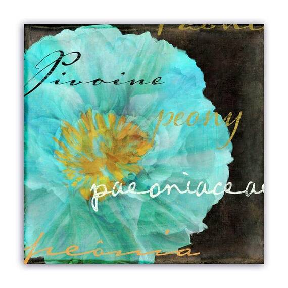 Tablou Canvas - Vintage, Flori, Bujori, Albastru, Marime: 60 x 60 cm - - Roveli