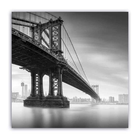 Tablou Canvas - Brooklyn Bridge, Pod, Monochrom,, Marime: 60 x 60 cm - - Roveli
