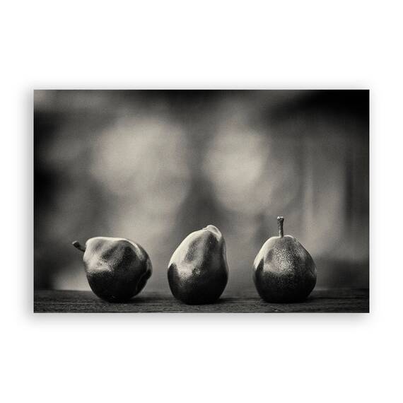 Tablou Canvas - Natura Moarta, Fructe, Pere, Alb/Negru - - Roveli
